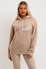 womens hoodie with montmartre paris embroidery