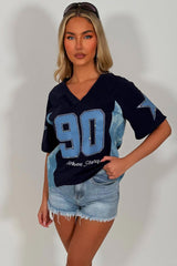 football jersey top with diamanties festival rave clothes styledup white fox uk