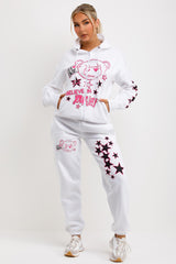 womens oversized tracksuit zip through hoodie and joggers two piece set