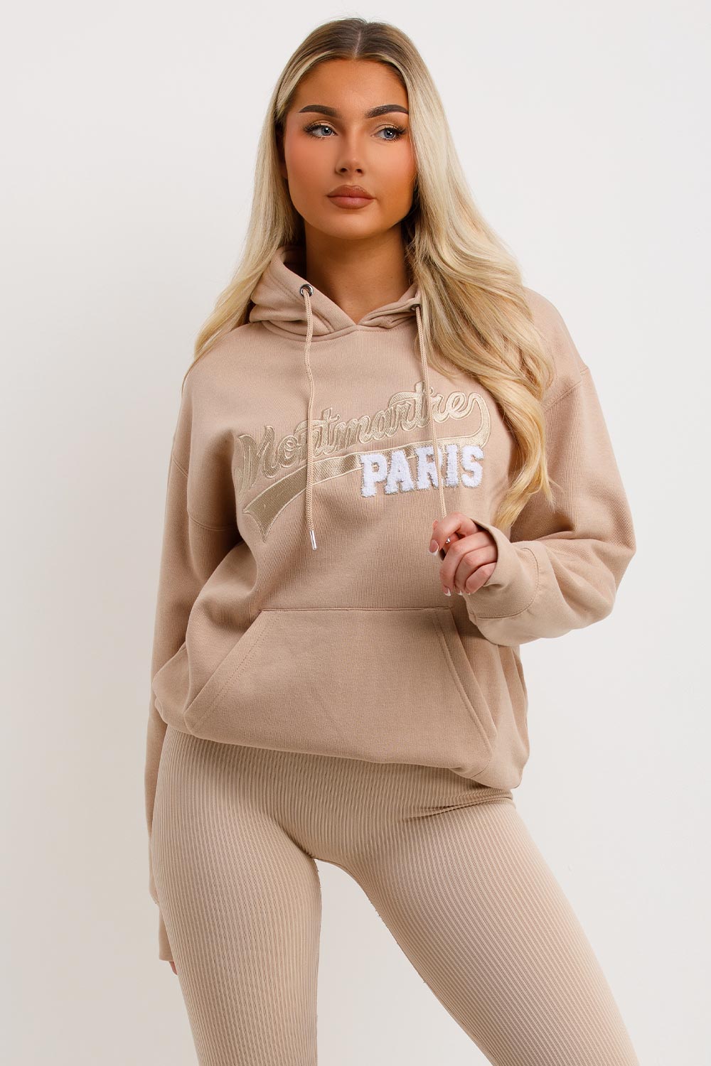 womens hoodie with montmartre paris embroidery