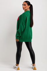 womens oversized knitted jumper with good times towelling