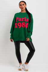 womens knitted jumper with 1984 towelling