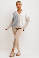 womens chunky knit cardigan with button front