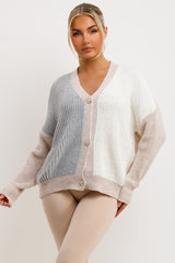 womens cardigan with button front two tone