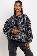 zara womens oversized jacket leopard print