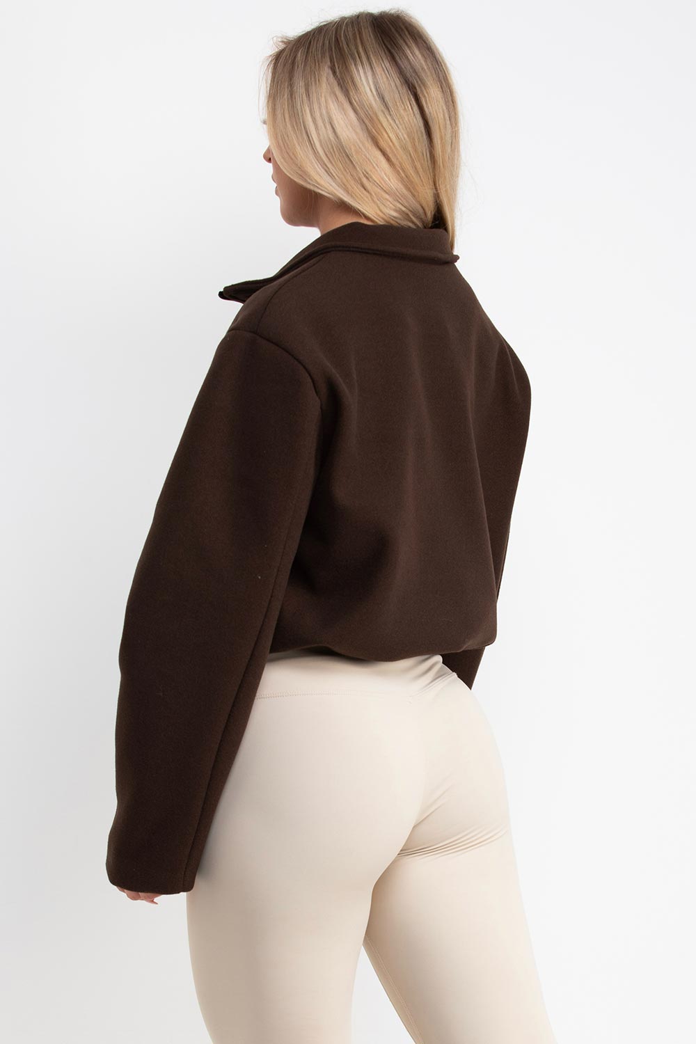 drawstring hem soft bomber jacket brown styledup uk