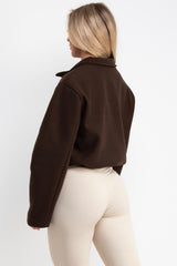drawstring hem soft bomber jacket brown styledup uk