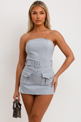 grey cargo skort dress with belt and pockets going out festival outfit