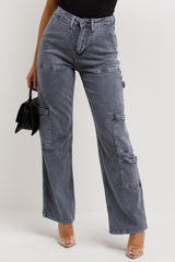 grey cargo jeans with pockets
