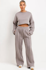 grey seam joggers and sweatshirt tracksuit co ord