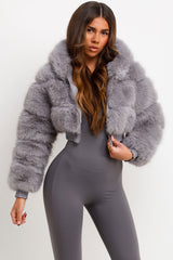 faux fur jacket cropped styled up