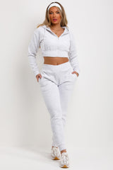 crop tracksuit hoodie and joggers set