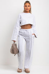 grey seam joggers and sweatshirt tracksuit co ord