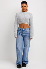 grey cropped jumper womens