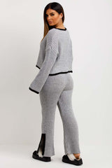 knit jumper and trousers lounge set grey