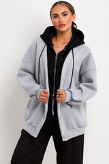 womens two in one zip up hoodie cardigan styledup