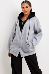 zipper hoodie cardigan two in one womens loungewear