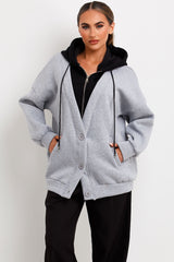 zipper hoodie cardigan two in one womens loungewear