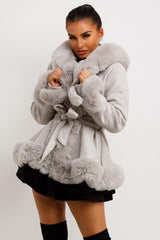 grey faux-fur-lined-hooded-belted-jacket-styledup-fashion