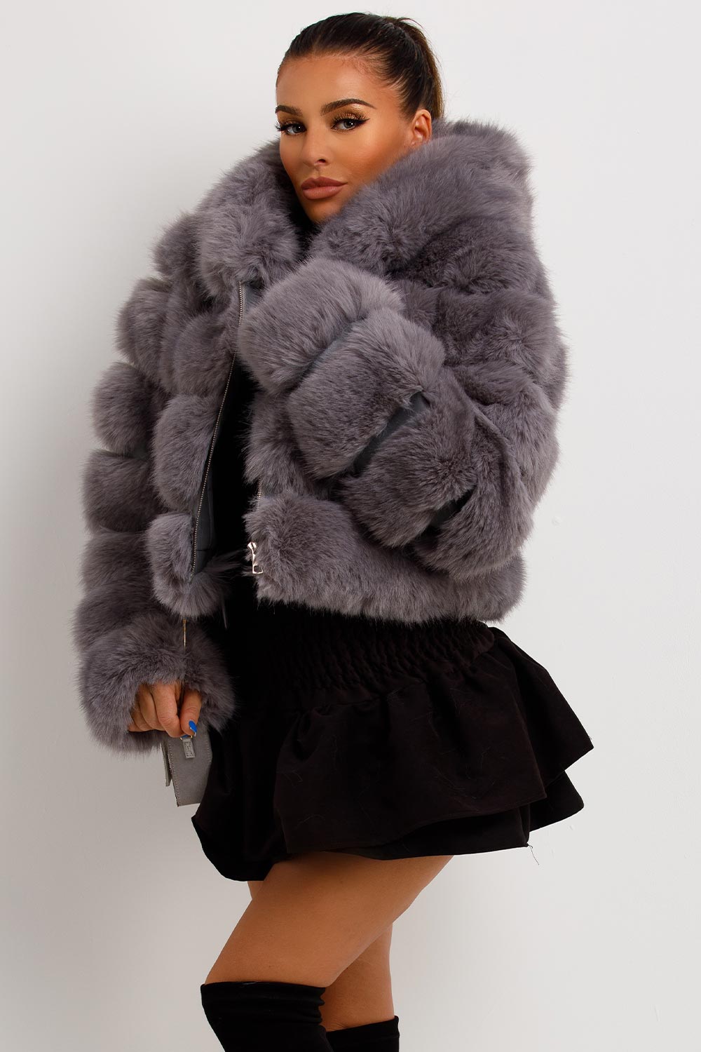 faux fur coat with hood womens uk