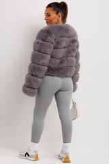 womens faux fur jacket bubble coat