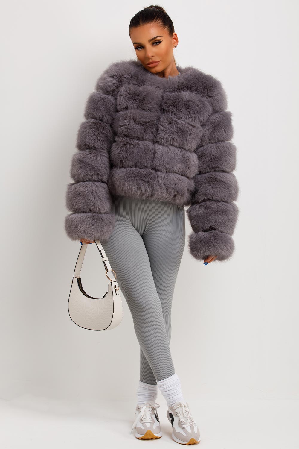 womens faux fur bubble coat uk