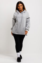 womens hoodie sweatshirt with contrast stitches