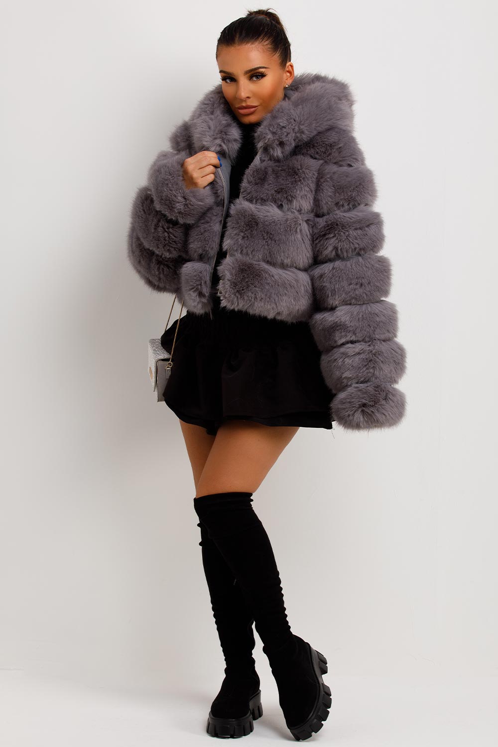 womens faux fur coat with hood