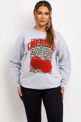 womens leopard print jumper sweatshirt