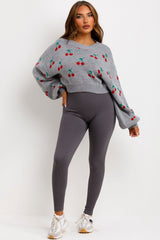 crop knitted jumper with cherries styledup