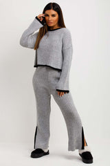 womens knit jumper and trousers lounge set