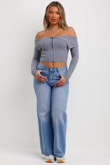 off shoulder jumper with long sleeves knitwear
