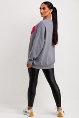 womens oversized knitted jumper with good times towelling