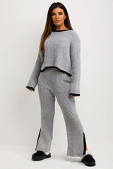 womens grey knit lounge set sale uk