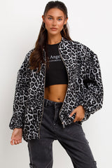 womens zara jacket leopard print