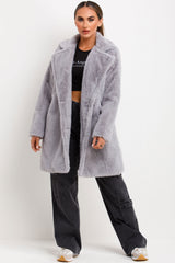 womens fur coat with collar and belt sale