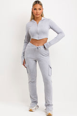 womens tracksuit cargo joggers and crop corset hoodie co ord airport outfit bad society