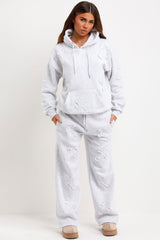 womens cross hoodie and joggers loungewear co ord set styledup