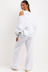 womens bomber sweatshirt with zip ribbed vest top and straight leg joggers tracksuit set three piece loungewear co ord