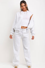 drop shoulder bomber sweatshirt with zip tee shirt and straight leg joggers loungewear set zara womens 3 piece tracksuit