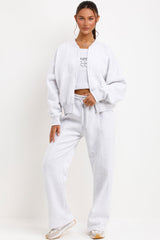 womens zara bomber sweatshirt zip up and joggers three piece loungewear set