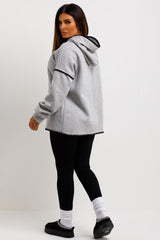 womens oversized hoodie with contrast blanket stitches
