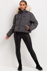 canada goose padded puffer jacket with fur hood womens