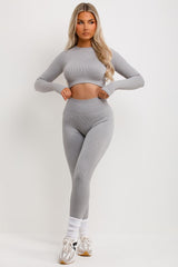 womens high waist gym leggings and top co ord set