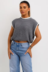 sleeveless knitted crop jumper