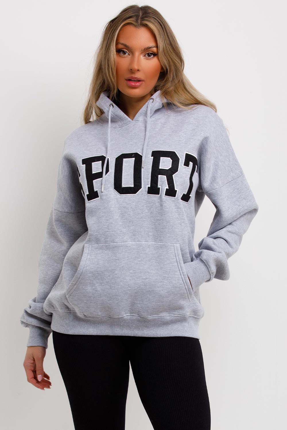 womens sport hoodie grey sweatshirt