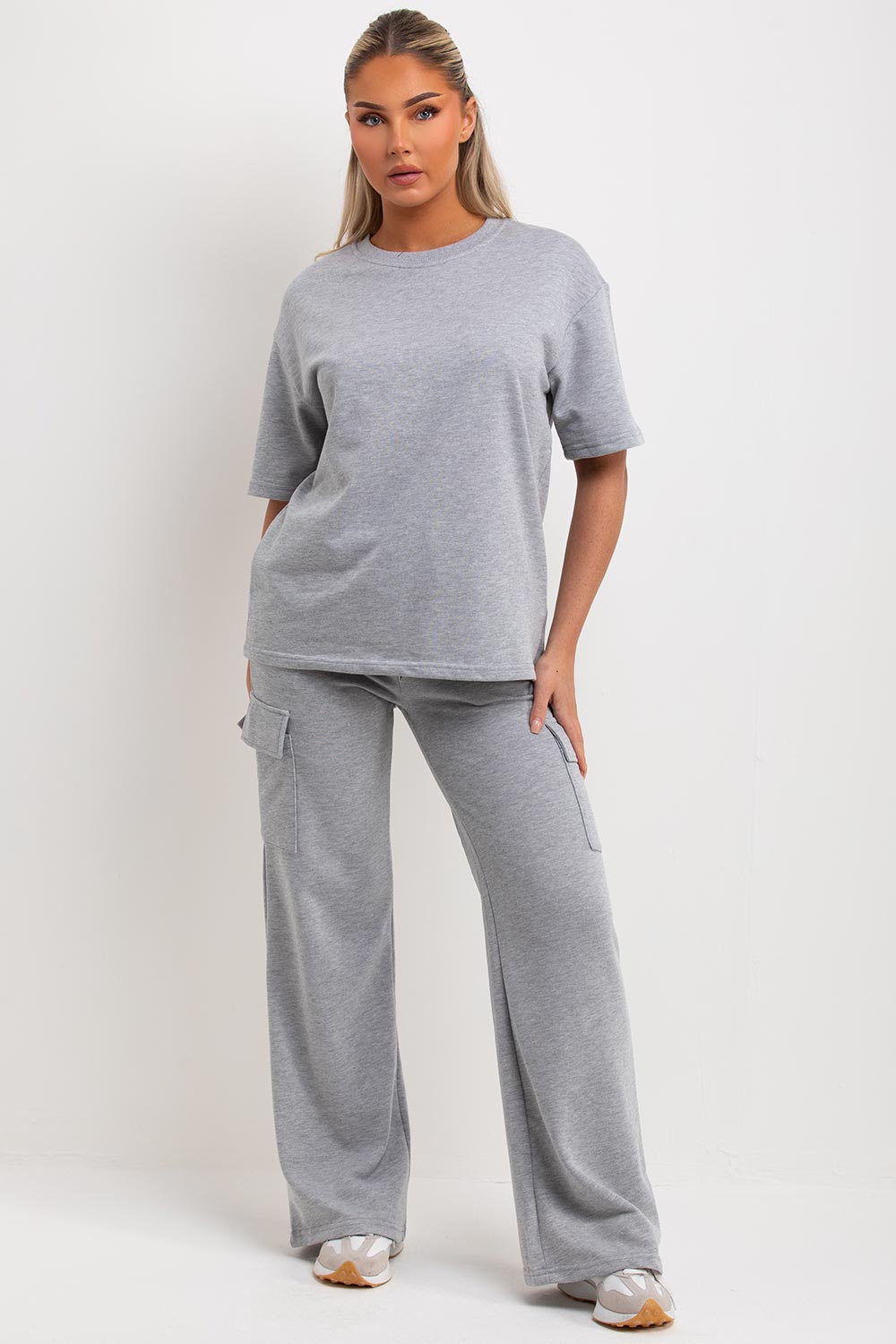 womens loungewear wide leg trousers and t shirt co ord set
