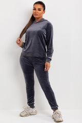 womens hooded velour tracksuit sale