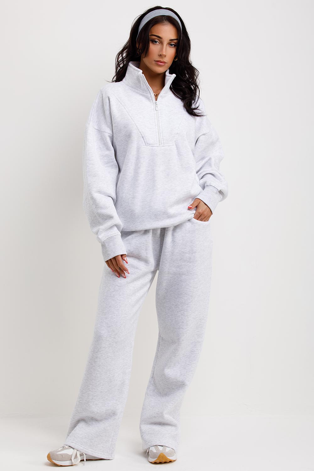 REORIA Vrouwen Warm Half Zip Katoen Lounge Wear Sets Zachte