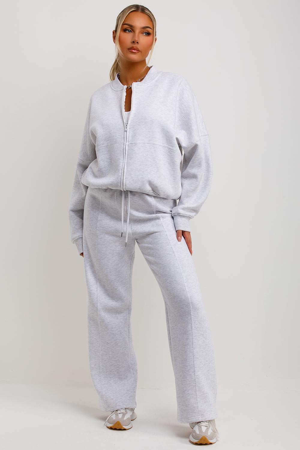 Women's Bomber Sweatshirt With Zip And Joggers Loungewear Zara Inspired ...